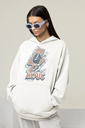 AC DC Müzik Grubu Baskılı Unisex Oversize Tasarım Hoodie