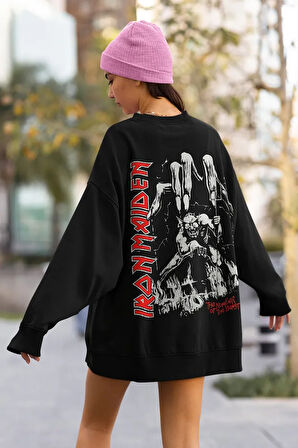 Iron Maiden Müzik Grubu Baskılı Unisex Oversize Rock Metal Sweatshirt