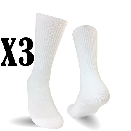 3 Adet Likralı Unisex Tenis Çorap, Pamuklu Fitilli Tenis Çorap