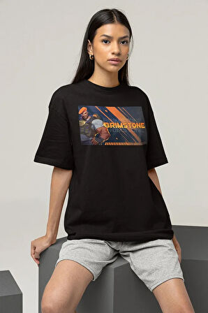 Briimstone Karakter Baskılı Unisex Oversize Vaalorant Tişört
