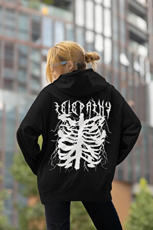 Telepathy Baskılı Unisex Oversize Tasarım Hoodie