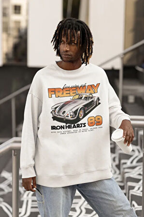 Iron Hearts Freeway 89 Baskılı Unisex Oversize Araba Temalı Sweatshirt