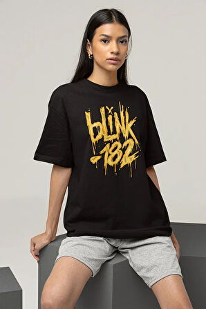 Grafiti Baskılı Blink-182 Baskılı Unisex Oversize Tişört