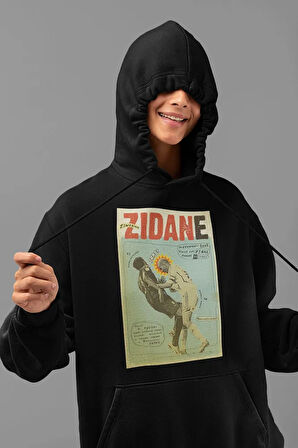 Futbolcu Vintage Zidane Baskılı Unisex Oversize Hoodie