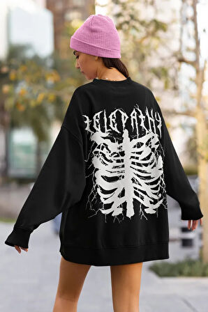 Tasarım Telepathy Baskılı Unisex Oversize Sweatshirt