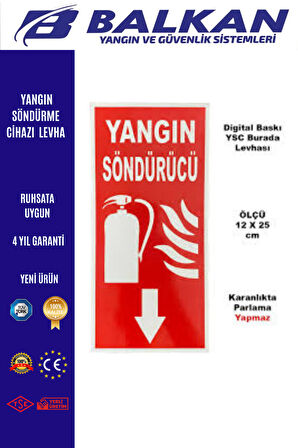 yangın söndürme cihazı levha