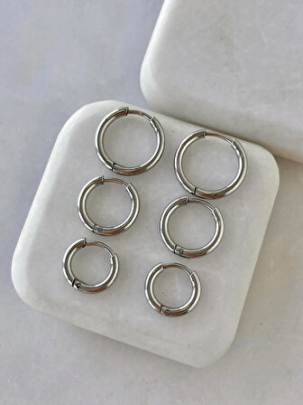 Çelik Silver 6 Lı Set Küpe