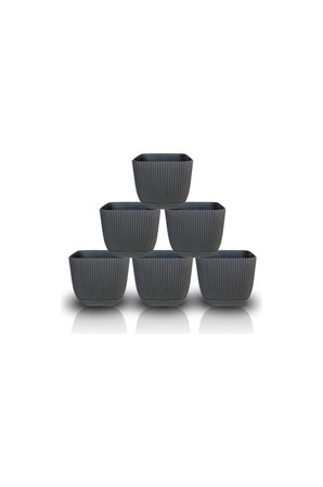 6 Adet Antrasit Gri Mercan Kare Saksı Plastik Çiçek Bitki Kaktüs Sukulent Saksısı 1,8 Litre 3no