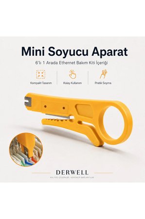6lı 1 Arada Ethernet Bakım Kiti EZ RJ45 Sıkma Pensesi Otomatik Kablo Soyucu Makası Kablo Test Cihazı Mini Soyucu Aparat 100lü Delikli Konnektör Boot Kılıf Seti İnternet Altyapı Çakma Pense Takımı