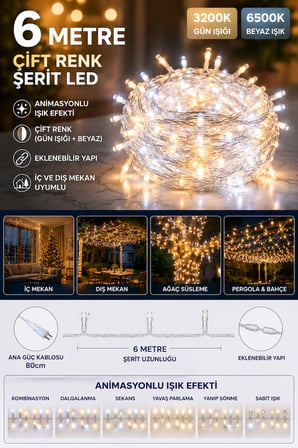 6 Metre Çift Renk LED Işık (3200K + 6500K) –  Animasyon Efektli, Dış Mekan CT8502