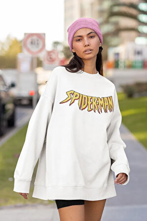 Spider-Man Yazılı Unisex 0versize Örümcek Adam Sweatshirt