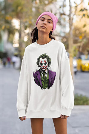 Tasarım Joker Baskılı Unisex Oversize Dc Karakter Sweatshirt