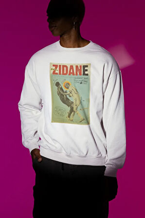 Futbolcu Zidan İkonik An Baskılı Unisex Oversize Sweatshirt