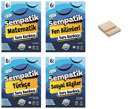 6. Sınıf Sempatik Matematik Fen Türkçe ve Sosyal Soru Bankası 4lü Set + Telefon Standı