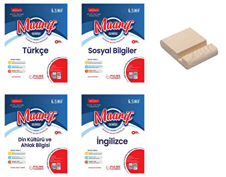 6. Sınıf Maarif Serisi Türkçe Sosyal Din ve İngilizce Denemeleri 4lü Set + Telefon Standı