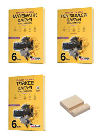 Kafa Dengi 6. Sınıf Matematik Fen ve Sosyal Kafası Soru Bankası 3lü Set + Telefon Standı