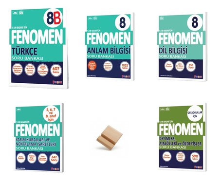 Fenomen LGS 2027 B Serisi Türkçe Anlam Bilgisi Dil Bilgisi Yazım Kuralları ve Deyimler 5li Set Soru Bankası + Telefon Standı