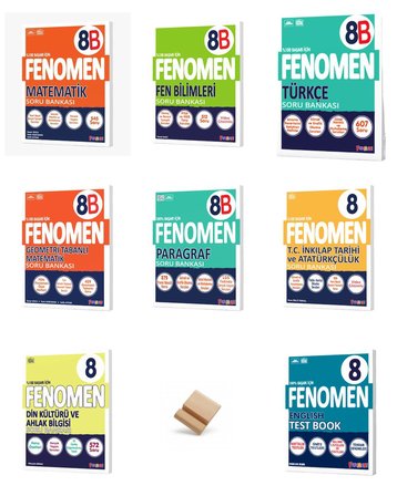 Fenomen LGS 2027 B Serisi Matematik Türkçe Fen İnkılap Din Geometri Paragraf ve Test Book Tüm Dersler 8li Set Soru Bankası + Telefon Standı