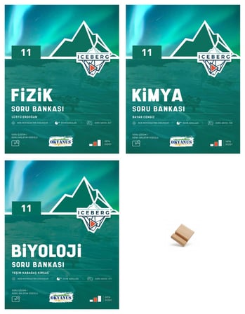 Okyanus 11. Sınıf Iceberg Fizik Kimya ve Biyoloji 3lü Set Soru Bankası + Telefon Standı