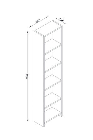 6 Raflı 40 Cm Dekoratif Kitaplık Beyaz Kitaplık Ofis Kitaplığı Dolap Evrak Rafı Ev Rafı Kitap Rafı