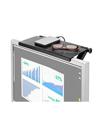 TV ve Monitör Üstü Stand 33.8x16.2x2.5 cm Siyah Dayanıklı Tasarım Kumanda Eşya Düzenleyici