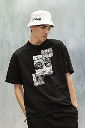 Araba Temalı Oversize Unisex Tişört