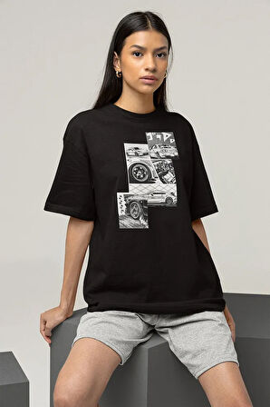 Araba Temalı Oversize Unisex Tişört