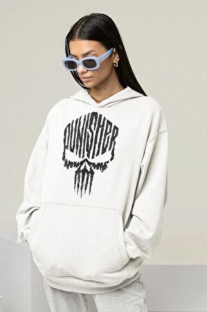 Özel Tasarım Punisher Baskılı Unisex Oversize Marvel Hoodie