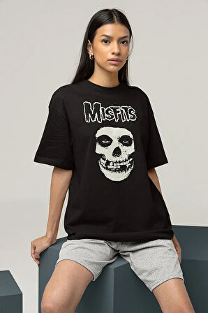Misfits Baskılı Unisex Oversize Müzik Grubu Tişört