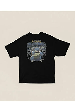Pokemon Blastoise Karakter Baskılı Unisex Oversize Çizgi Film Tişört
