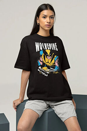 Karakter Wolverine Baskılı Unisex Oversize Tişört