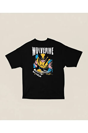 Karakter Wolverine Baskılı Unisex Oversize Tişört