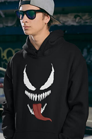 Tasarım Venom Karakter Baskılı Unisex Oversize Hoodie