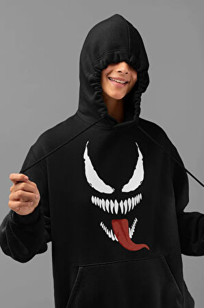 Tasarım Venom Karakter Baskılı Unisex Oversize Hoodie