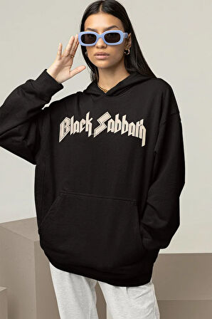 Black Sabbath Müzik Grubu Baskılı Unisex Oversize Rock Metal Hoodie