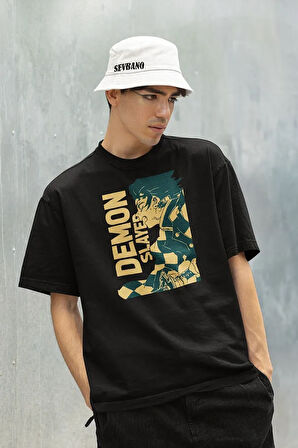 Dizi Karakter Demon Slayer Baskılı Unisex Oversize Anime Tişört