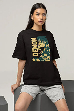 Dizi Karakter Demon Slayer Baskılı Unisex Oversize Anime Tişört