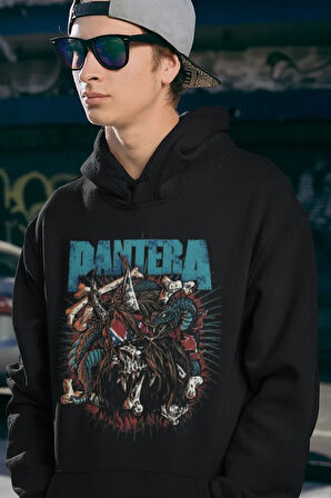 Pantera Baskılı Unisex Oversize Rock Metal Hoodie