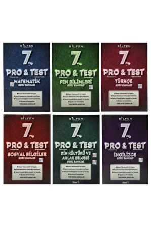 Bilfen 7. Sınıf Pro & Test Yeni Nesil Soru Bankası Seti 6 Kitap