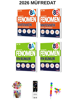 Fenomen 8. Sınıf Matematik -Fen Bilimleri (A +B) SB. SETİ 4 KİTAP (UZAY A+EMOJİ K+KALEM B)2026