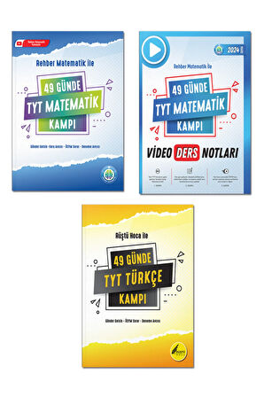 49 Günde TYT Matematik Kampı, Matematik Video Ders Notları ve Türkçe Kampı 3 Kitap Set