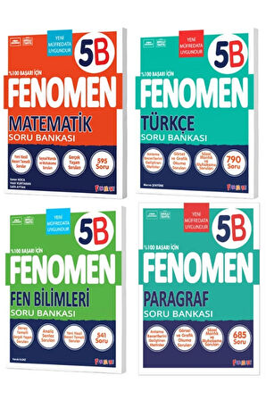 Fenomen 5.sınıf Fen Bilimleri (B) Türkçe (B) Matematik (B) Paragraf (B) Soru Bankası 4 Lü Set