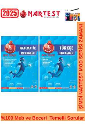 Nartest 2025 8.Sınıf Mod Serisi Matematik-Türkçe Soru Bankası Seti+Android Kalem