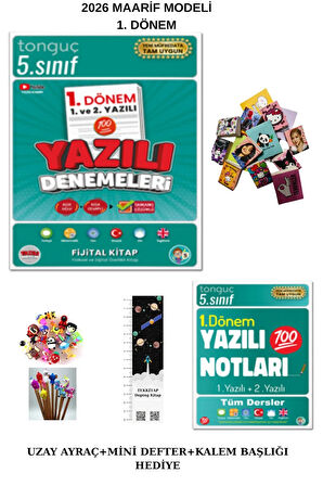 Tonguç 5. Sınıf Tüm D. Sb. Fijital-1. Dönem Yazılı Notu ve Denmsi 3 lü (Uzay A. Mini D.+Kalem B.)