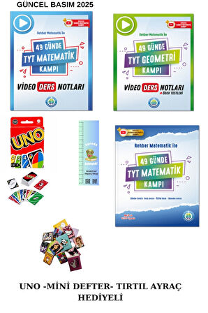 Rehber Matematik 49 Günde TYT Matematik-KAMP MATEMATİK-GEOMETRİ 3 KİTAP (UNO-MİNİ DEFTER-TIRTIL AYRÇ