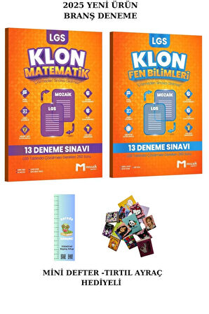 Mozaik 8. Sınıf Klon MATEMATİK - FEN BİLİMLERİ Branş Deneme Seti 2 KİTAP(TIRTIL A.+MİNİ D. )2025
