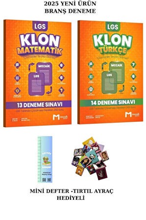 Mozaik 8. Sınıf Klon MATEMATİK -TÜRKÇE Branş Deneme Seti 2 KİTAP(TIRTIL A.+MİNİ D. )2025