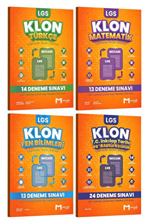 Mozaik Yayınları 8. Sınıf LGS Türkçe Matematik Fen Bilimleri İnkılap Tarihi 64'lü Klon Deneme Seti