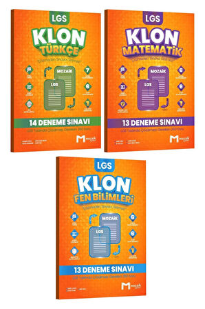 Mozaik Yayınları 8. Sınıf LGS Türkçe Matematik Fen Bilimleri 40'lı Klon Deneme Seti