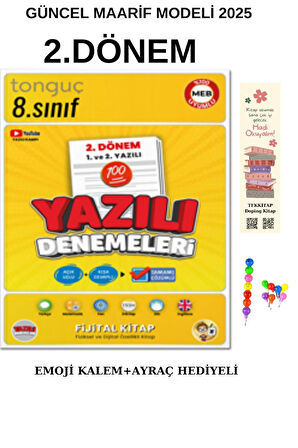 Tonguç 8. Sınıf Yazılı Denemeleri 2. Dönem 1 ve 2. Yazılı 2025 ( EMOJİ KALEM + AYRAÇ) HEDİYELİ 2025